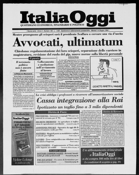 Italia oggi : quotidiano di economia finanza e politica